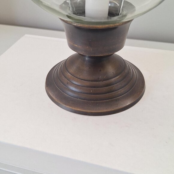 Vintage Brass candle holder candlestick glass hurricane Taper - patina aged - Picture 4 of 5